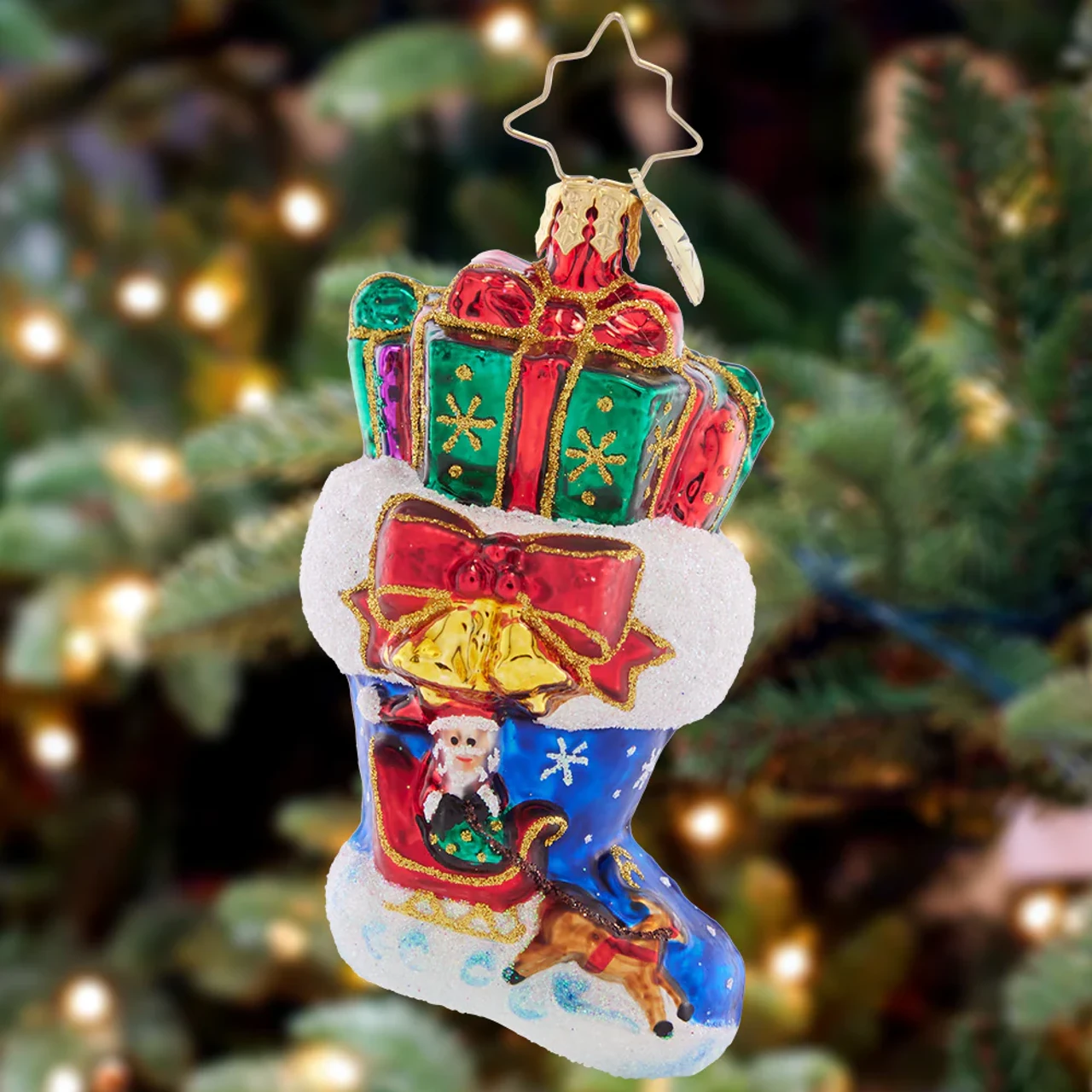 Christopher Radko Night Before Christmas Stocking Gem Glass Christmas Ornament 1021430 - Image 2