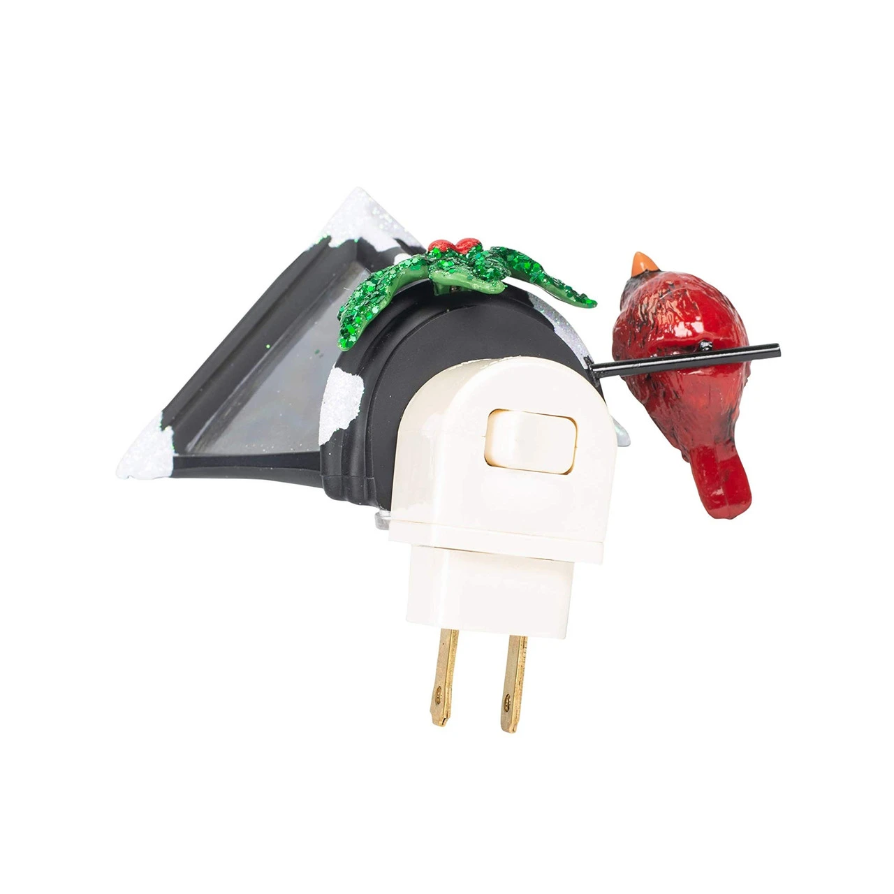 6" Cardinal On A Snow Covered Street Lamp Flickering Christmas Night Light - Image 4