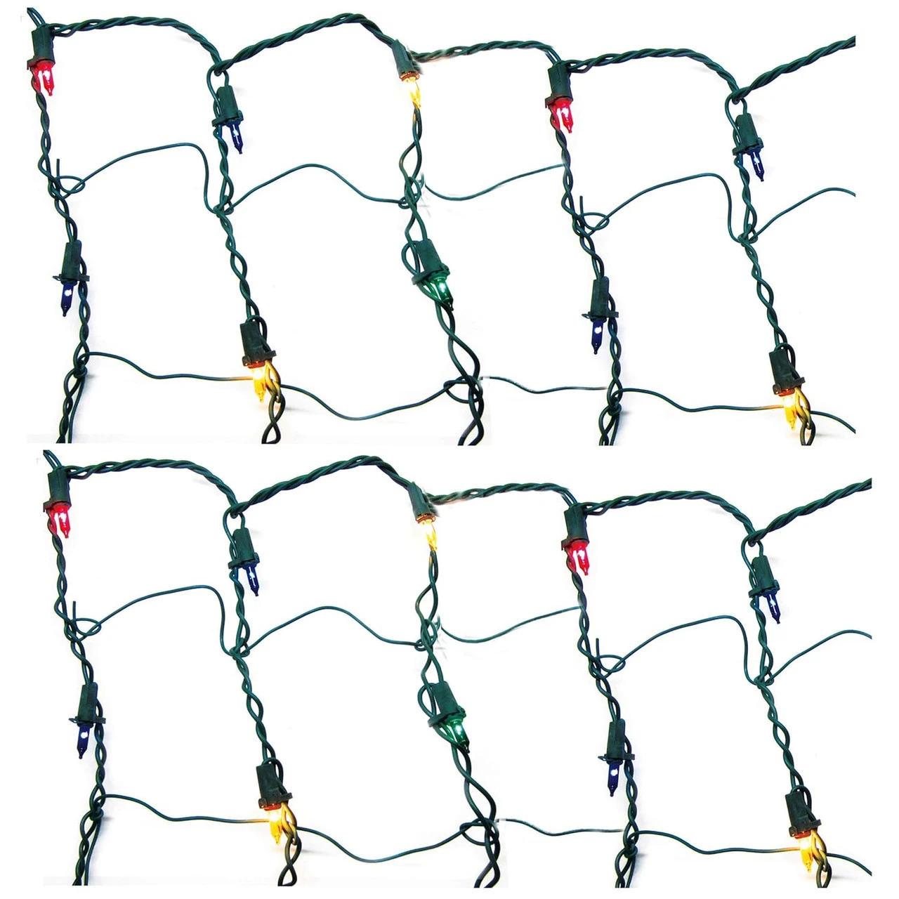 4' X 6' Multi-Color Mini Net Style 150 Christmas Lights - Green Wire