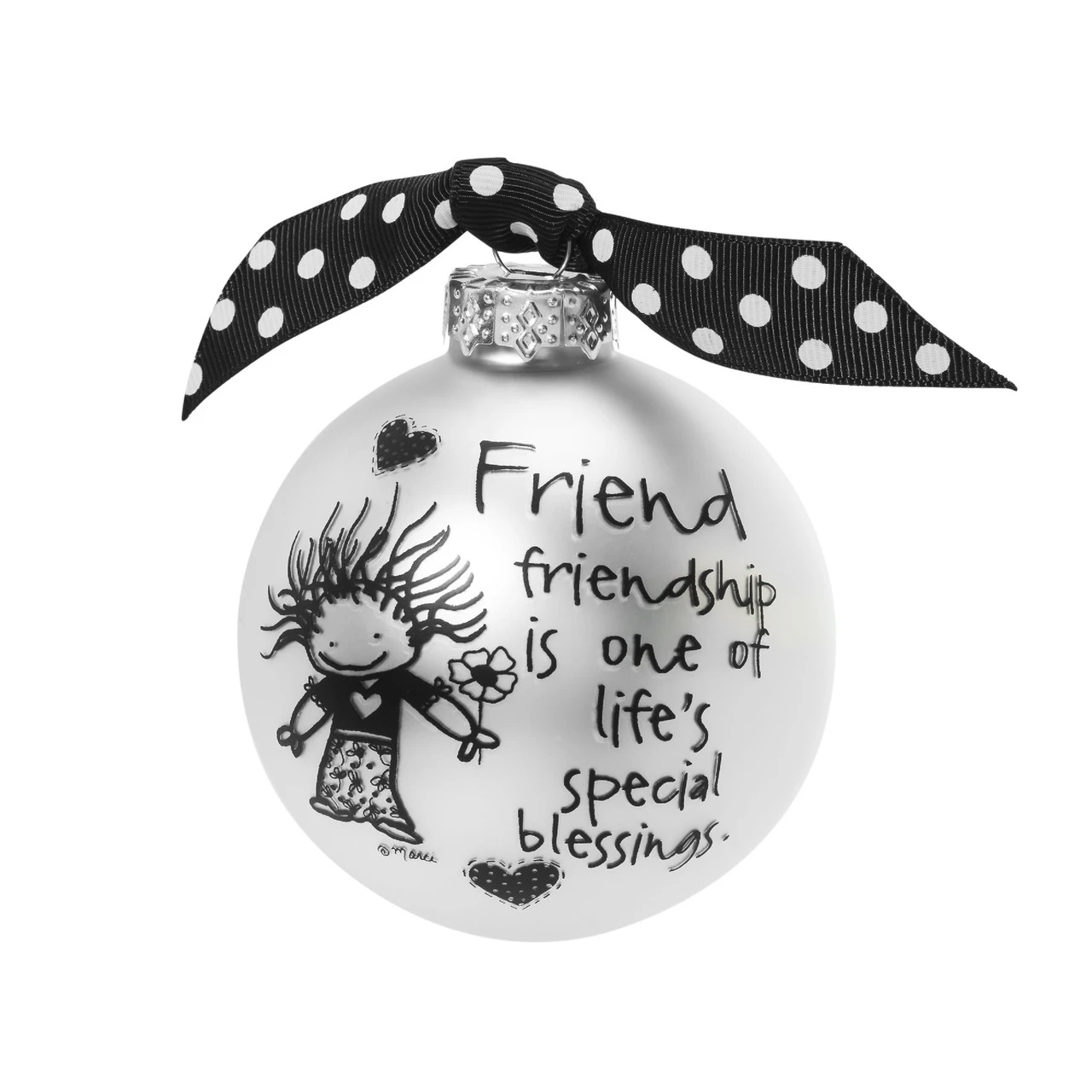 "Friendship Is One Of Life's Blessings" MarciĀ Glass Christmas Ball Ornament 2.75" (70mm)