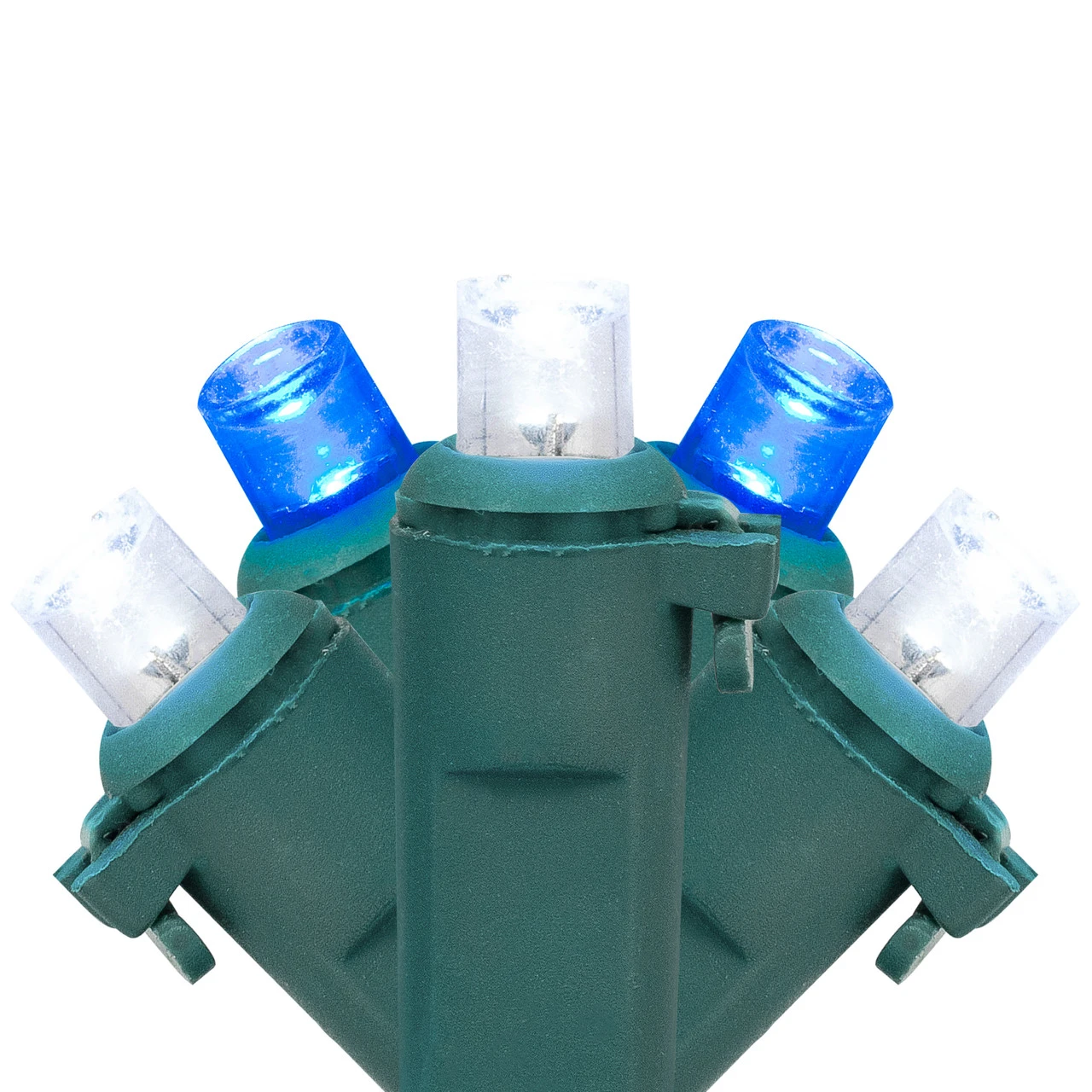 50ct Blue And White LED Wide Angle Mini Christmas Lights, 16.25ft Green Wire