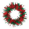 Pack Of 6 Red And Green Christmas Decorative Party Feather Wreath 8"