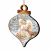 Set Of 2 Angel With Friends In The Woodland Onion Shaped Wooden Christmas Ornaments 5.5"