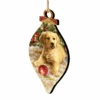 Set Of 2 Adorable Puppy Wooden Christmas Ornaments 5.5"