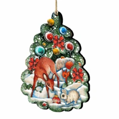 Set Of 2 Forest Animals Christmas Tree Ornaments 5.5"
