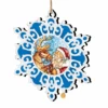 Set Of 2 Santa Reindeer Ride Snowflake Wooden Christmas Ornaments 5.5"