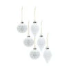 Set Of 6 White Finish Snowflake Porcelain Christmas Ball Ornament 4-5.5"