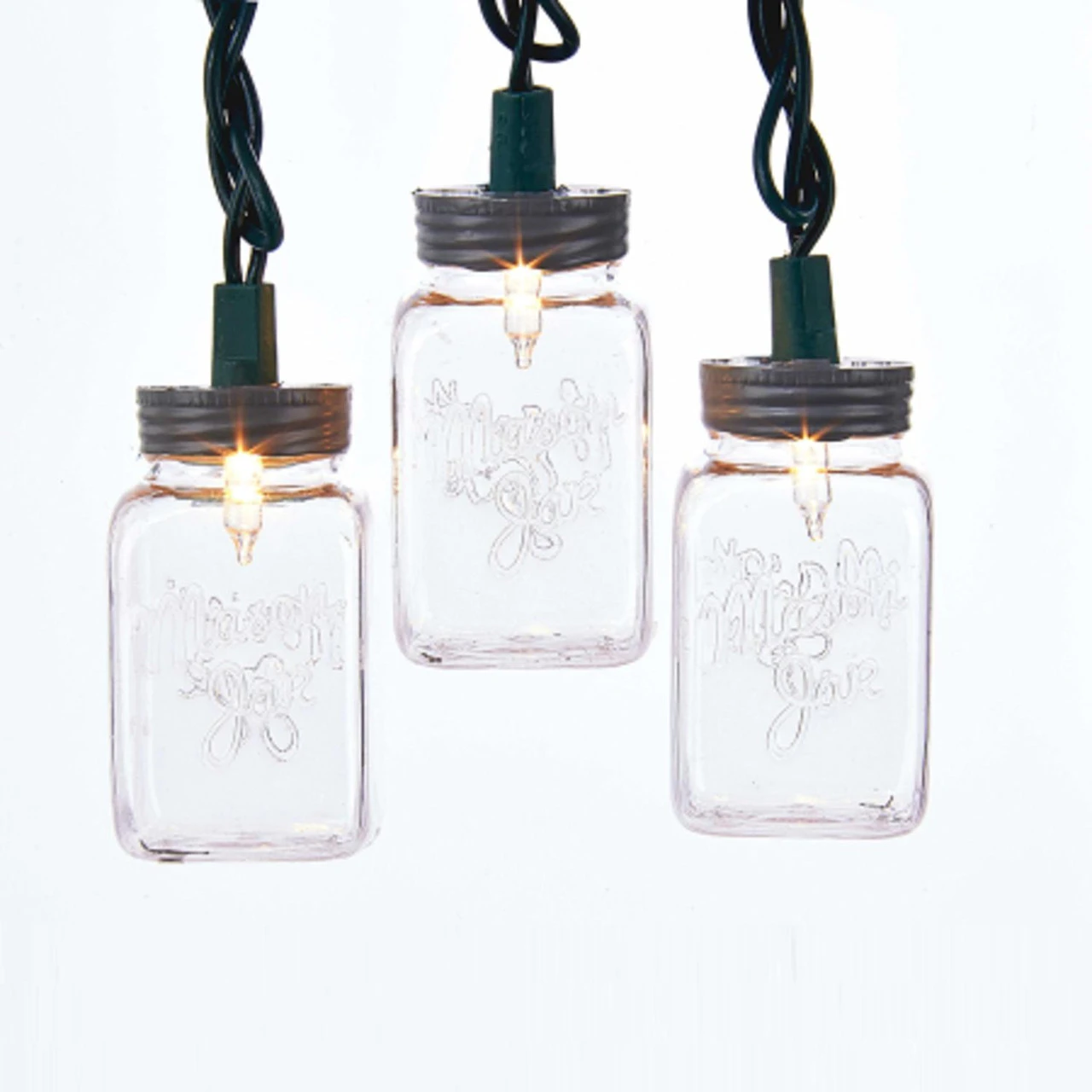 12' Brown Embossed Clear Incandescent Party Celebration Jar Light Set