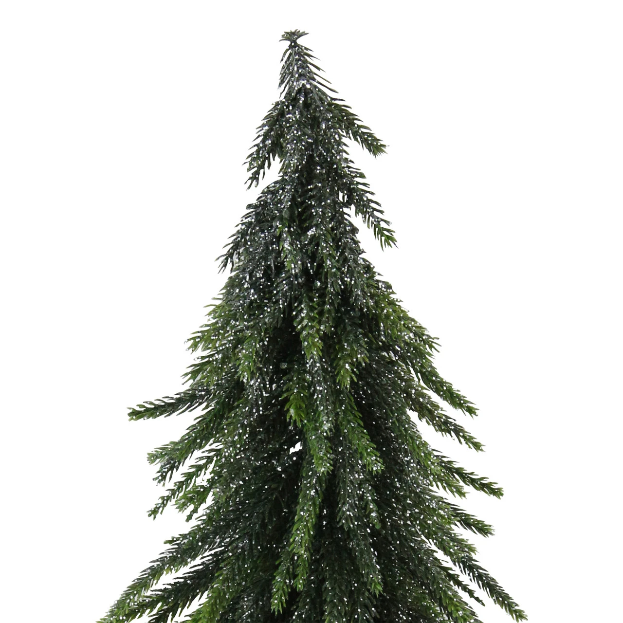 14" Green Glitter Weeping Mini Pine Christmas Tree In Burlap Covered Vase - Unlit - Image 2