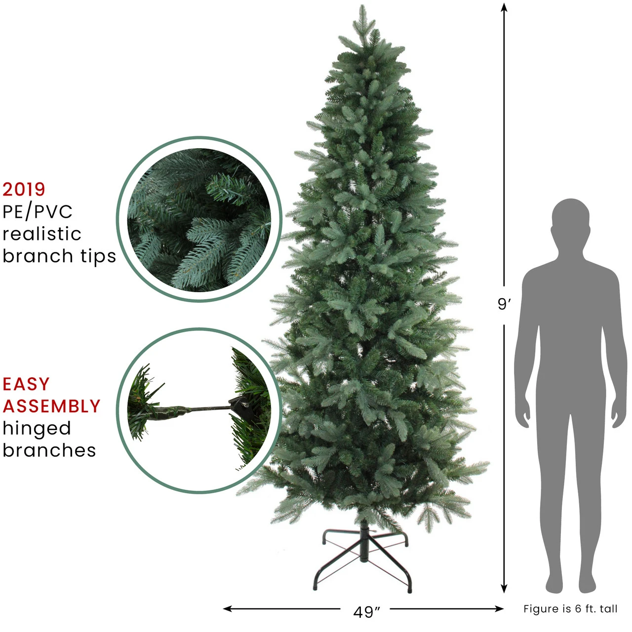 9' Slim Frasier Fir Artificial Christmas Tree, Unlit - Image 4