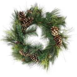 Artificial Mixed Pine With Pine Cones And Gold Glitter Christmas Wreath - 30 -Inch, Unlit