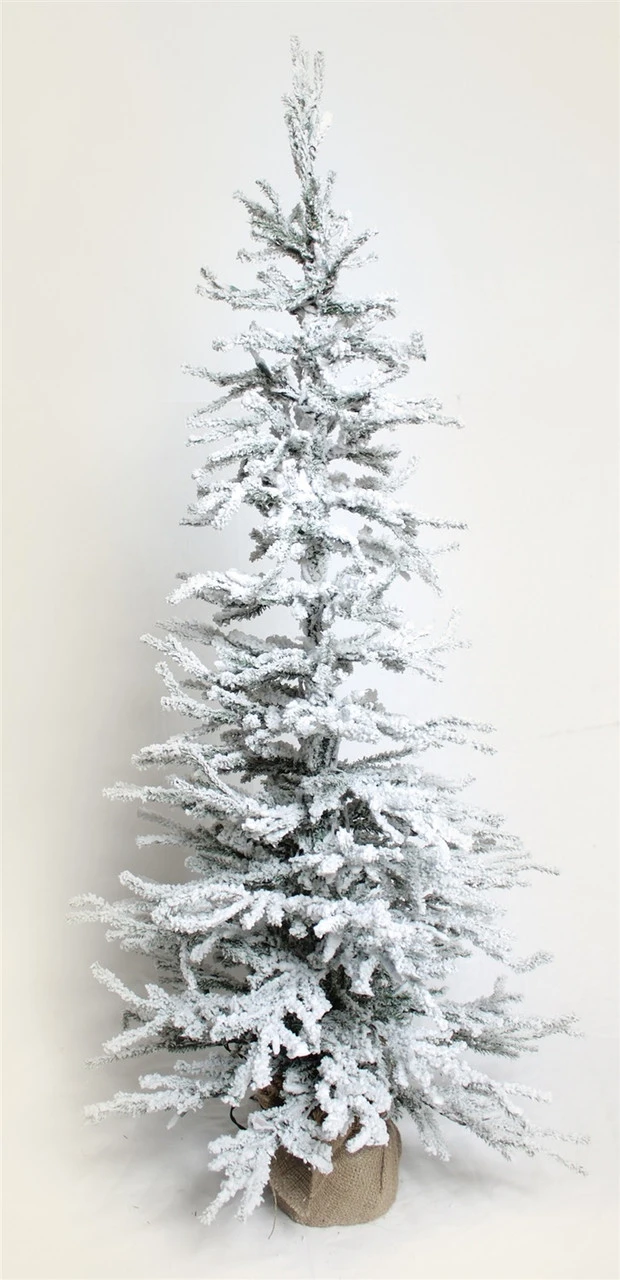 4' Pre-Lit Frosted Pine Christmas Tree In Burlap Sack - Clear Lights