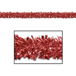 Club Pack Of 12 Festive Metallic Red Foil Tinsel 6-Ply Christmas Garlands 15' - Unlit