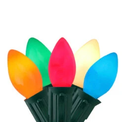 25-Count Multi-Color C7 Mini Christmas Light Set, 24ft Green Wire