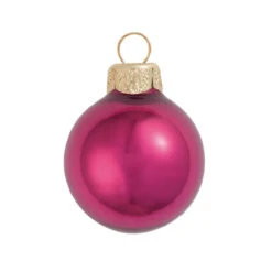8ct Magenta Pink Glass Pearl Christmas Ball Ornaments 3.25" (80mm)