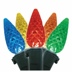 Set Of 35 Multi-Color LED Faceted Christmas Lights12ft - Green Wire