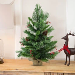 24" Mixed Cashmere Berry Pine Medium Artificial Christmas Tree - Unlit