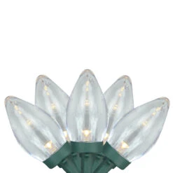 50 Count Warm White LED C7 Christmas Lights - 20.5ft, Green Wire