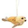 3.5” White Whimsical Bristle Brush Handcrafted Seal Pup Hanging Ornament