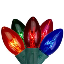 25-Count Multi-Color Transparent C9 Christmas Light Set, 24ft Green Wire