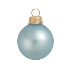 40ct Baby Blue Glass Matte Christmas Ball Ornaments 1.5" (35mm)