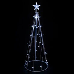 5' Pure White LED Lighted Cone Tree Outdoor Christmas Decoration
