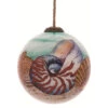 3” Green And Beige Sandy Beach Shell Hand Painted Mouth Blown Glass Hanging Christmas Ornament