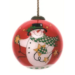 3" Twinkle Snowman Christmas Glass Ball Hanging Ornament