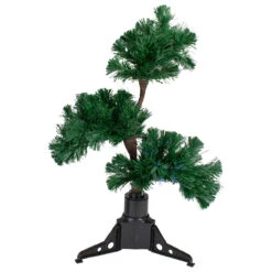 2' Pre-Lit Fiber Optic Bonsai-Style Artificial Pine Christmas Tree - Multi