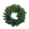 36" Green Long Needle Pine Artificial Christmas Wreath With Pine Cones - Unlit