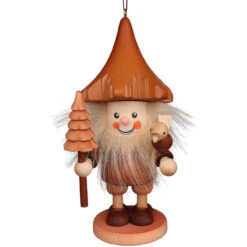 5" Brown And White Christian Ulbricht Forest Gnome Ornament Decoration