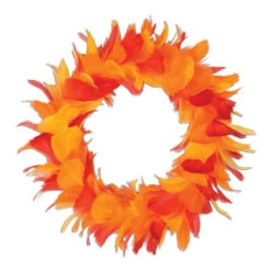 Club Pack Of 6 Yellow And Orange Autumn Party Decorative Feather Wreaths 8"