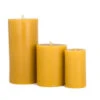 Set Of 3 Golden Yellow Organic Beeswax Pillar Candles