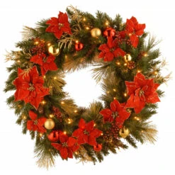 Pre-Lit Decorative Home Spun Artificial Christmas Wreath - 36-Inch, Clear Lights