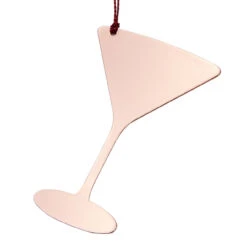 3.375" X 2.25" Pink And Red Rose-Gold Non-Tarnishing Martini Ornament With Red String