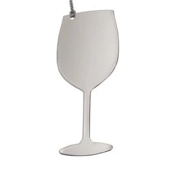 3.375" X 1.5" Gray And Silver Non-Tarnishing Wine Glass Ornament With Silver String