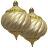 2ct Gold Shatterproof Swirled Christmas Onion Finial Ornament 6" (150mm)