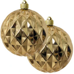 2ct Gilded Gold Shatterproof Christmas Diamond Ball Ornament6" (150mm)