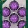 6ct Amethyst Purple Spangle Glass Christmas Ball Ornaments 2.5" (67mm)