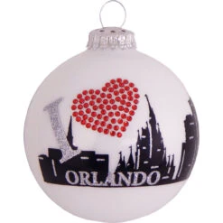 Porcelain White Orlando Skyline Christmas Ball Ornament 3.25" (80mm)