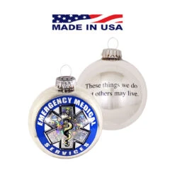 Silver Emergency Medical Services Logo Christmas Ball Ornaments 3.25" (80mm)