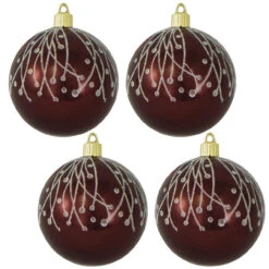 4ct Brown Shatterproof Christmas Ball Ornament 4" (100mm)