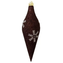 Brown And White Shatterproof Christmas Long Drop Ornament 12.5" (320mm)