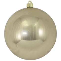Shiny Champagne Silver Shatterproof Christmas Ball Ornament 8" (200mm)