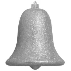 7" Silver Shatterproof Glitter Christmas Bell Ornament