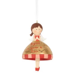 Pack Of 3 Gold Colored And Red Angel Rejoice Christmas Ornament 4"