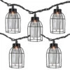 10 Count Vintage Style Edison Cage Novelty String Lights, 6.5 Ft Black Wire