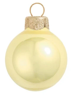 12ct Pearl Soft Yellow Glass Ball Christmas Ornaments 2.75" (70mm)