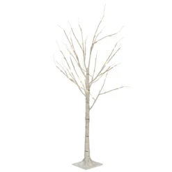 3.75' Pre-Lit Pencil Birch Artificial Christmas Tree - Warm White LED Lights