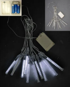 Set Of 10 Clear And Black Meteor Mini Tube Light With LED 12"